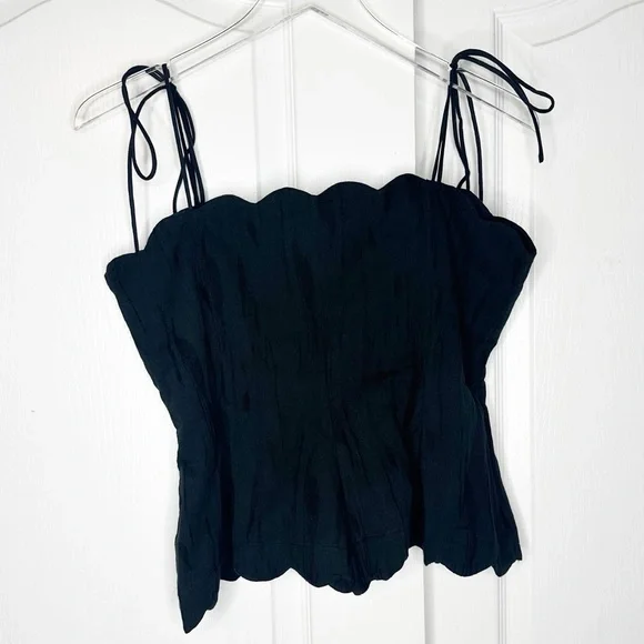 Hofmann Copenhagen Yara Linen Scalloped Blouse Black NWT Size 40 Medium - Picture 6 of 15